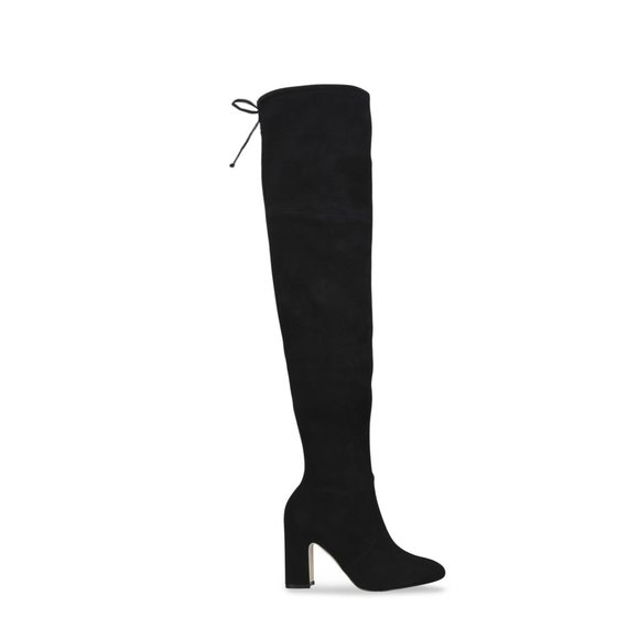 STUART WEITZMAN Black Suede OTK Over The Knee Kirstie Boots 90 Leather 4.5 34.5 - Picture 2 of 6